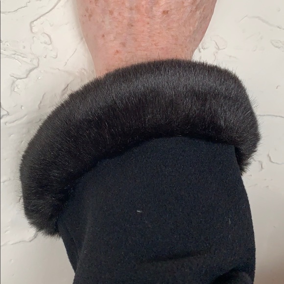 ELLEN TRACY long black wool blend coat w faux fur - Picture 5 of 8